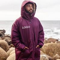 Robe de change unisexe grande taille à capuche épaisse, doublée en polaire Sherpa, respirante, coupe-vent, imperméable, séchage rapide, parka zippée pour le surf