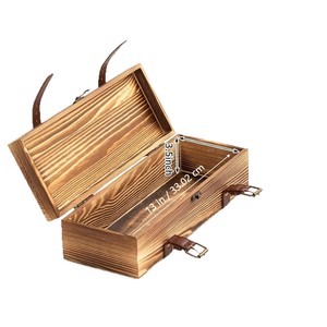 <b>Vintage</b> Wooden Wine <b>Box</b> Single Bottle Pine Wood Portable Gift Storage Rectangle Shape - Product Image 2