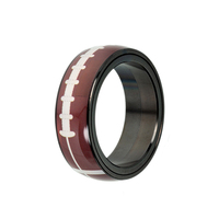 8mm Anneau En Acier Inoxydable Noir Football Basketball Baseball Rugby Sports Rotatif Décompression En Acier Inoxydable Anneau De Doigt 439