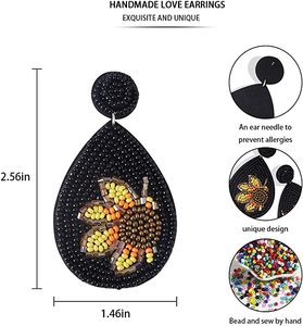 Nueva llegada Unisex multicolor exótico semilla cuenta aro pendientes Floral Funky patrón imitación rodio chapado en oro al por mayor - Product Image 3