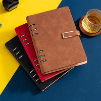 Libreta de Cuero A5 con Cubierta de PP Reutilizable, Tapa Dura, Hojas Sueltas, Color Personalizado, Alta Calidad, Grabado en Relieve, Multifuncional, Promocional