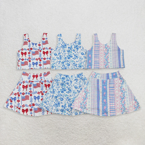 Nouvel Arrivage 2026 – Ensemble de Vêtements de Sport pour Bébé Fille : Haut Sans Manches à Motifs Floraux, Short et Jupe-Short (Skort) – Collection Boutique pour Enfants - Product Image 1