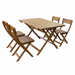 Ensemble de mobilier d'extérieur pliant Acacia 1 table et 4 chaises pour patio ou jardin - Product Image 1