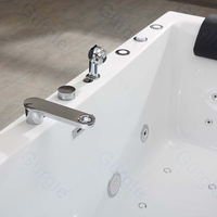 Baignoire balnéo autoportante en acrylique durable Gurgle avec fonction de massage SPA pour projets résidentiels haut de gamme avec verre transparent