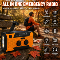 Linterna LED Recargable de Manivela Solar de 2000mAh, Banco de Energía Portátil, Radio de Supervivencia para Camping y Actividades al Aire Libre