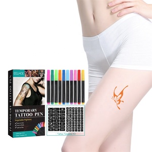 EELHOE <span class=keywords><strong>Kit</strong></span> de Plumas de Tatuaje Temporal con Pigmento Vegetal Universal <span class=keywords><strong>para</strong></span> Adultos y <span class=keywords><strong>Niños</strong></span>, 10 Plumas de Tatuaje, 2 Plantillas de Tatuaje - Product Image 1