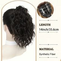 Extensions de cheveux synthétiques à clipser, effet vague d'eau, 14 pouces, nouées à la main, en noir, marron, jaune