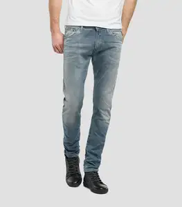 2023 grosir kustom hot jeans pria polos longgar jeans kualitas tinggi tertekan Kasual Pria jeans