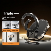 Support de téléphone magnétique à ventouse avec mousqueton, support de téléphone portable pliable et rotatif, support multifonction trois-en-un