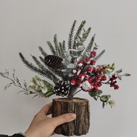 Pohon Natal Mini Buatan Tangan dari Batang Kayu, Tanaman Pot, Dekorasi DIY, Ornamen, Dekorasi Bunga Natal