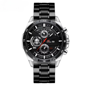 Montre chronographe de sport multifonction pour hommes, étanche, avec sous-cadrans 24H, en acier inoxydable, calendrier lumineux, montre-bracelet à Quartz - Product Image 5