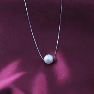 Collier pendentif en argent 925 jeune et tendance avec chaîne de clavicule, perle simple, accessoire unique - Product Image 3