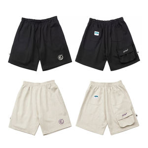 กางเกงขาสั้นคาร์โก้ผู้ชายผ้าวูลเอวกลางยางยืดสั่งตัดได้ไซส์ใหญ่สีพื้นลำลองระบายอากาศดีมีเชือกผูก - Product Image 4