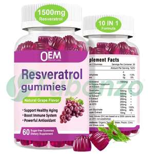 Bonbons gélifiés à la resvératrol de haute pureté OEM, 98% de trans-quercétine, CoQ10, vitamine <span class=keywords><strong>C</strong></span>, antioxydant, soutien articulaire, santé cardiaque et <span class=keywords><strong>c</strong></span>érébrale - Product Image 2