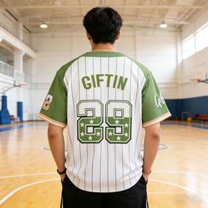 เสื้อฟุตบอลอเมริกันชายแบบกำหนดเอง ดีไซน์ลายเส้นพินสไตรป์ ระบายอากาศได้ดี แห้งเร็ว คอวี ขายส่งชุดซอฟต์บอล - Product Image 2
