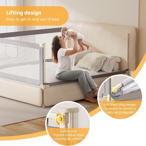 Sponda per <span class=keywords><strong>Letto</strong></span> Bambini con Altezza Regolabile e Protezione Anticaduta per Culla, Vendita Diretta dalla Fabbrica, Disponibile all'Ingrosso - Product Image 3