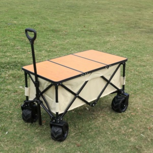 Heavy Duty Folding <b>Camping</b> Cart 80Kg Load Capacity All Terrain Wagon With Brake for Outdoor Beach Garden Utility <b>Trolley</b> - Product Image 1
