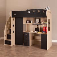 Lit mezzanine moderne pour enfants, gain de place, avec bureau, armoire, rangement, escalier, lit superposé multifonctionnel pour enfants