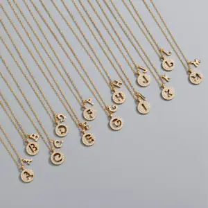 Vòng Cổ Mặt Dây Chuyền Đầu Tiên Bằng Bạc Sterling Mạ Vàng Bán Chạy Vòng Cổ Chữ Cái Bằng Bạc CZ S925 Lấp Lánh Cho Bữa Tiệc