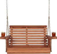 Porte-gobelets de balançoire de patio en bois robuste de 700 lb avec chaînes de suspension à roulement pour l'extérieur