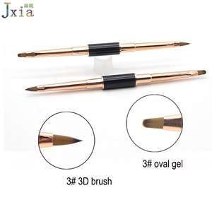 Lado doble 2 en 1 oro rosa manicura Oval Gel pintura pluma <span class=keywords><strong>de</strong></span> dibujo <span class=keywords><strong>uñas</strong></span> arte acrílico 3D flor cepillo - Product Image 3