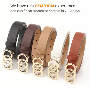 חגורת pu קוריאנית בסגנון נשים עם אבזם שלוש מעגל אופנתי אופנתי לבוש בכיר לכל ג 'ינס החגורה לנשים - Product Image 4