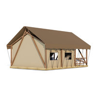 Tente de glamping de luxe avec salle de bain privée et structure en bois pour les séjours en plein air, les couples et les familles en escapade