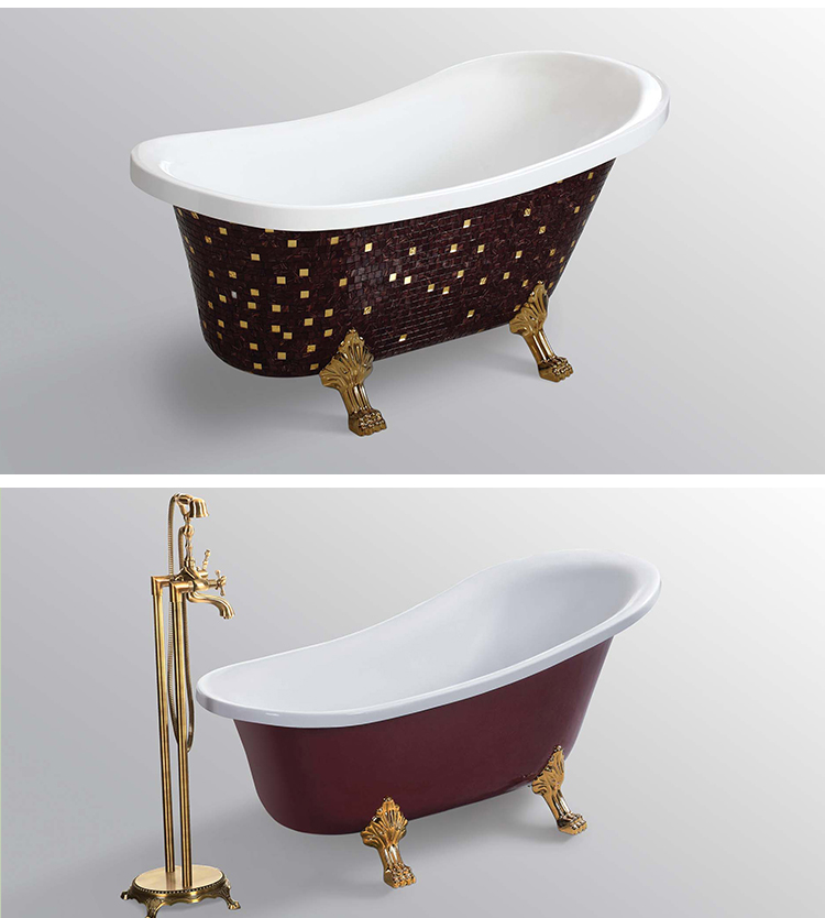 Classical Design Golden appearance Irregular  Acrylic Freestanding Bathtub With 4 Leg