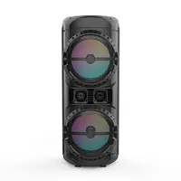 Speaker Troli Profesional Dual 12 Inci 80W, Pengeras Suara Subwoofer Bluetooth Nirkabel Portabel Dj Bass Hifi Daya Besar dengan Port Usb Mikrofon FM