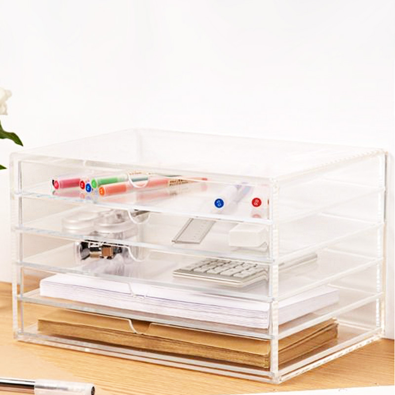 Прозрачный акриловый Органайзер для канцелярских принадлежностей, акриловый Настольный набор, ящик для хранения