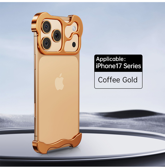 Orange Slim Metal Aluminum Alloy Border Bumper Phone Case with Camera Lens Protector for iPhone 17 Pro Phones