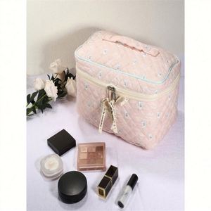 Large Capacity Portable Cosmetics <b>Storage</b> Bag Eco-Friendly Cotton <b>Makeup</b> Bag with Fashionable Zipper Closure Cute New Ins Design - Product Image 4