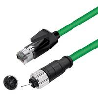M12 8Pin X kode RJ45 kabel jaringan Ethernet, kabel Lan industri fleksibel tahan air IP67, kabel komunikasi kepala lurus