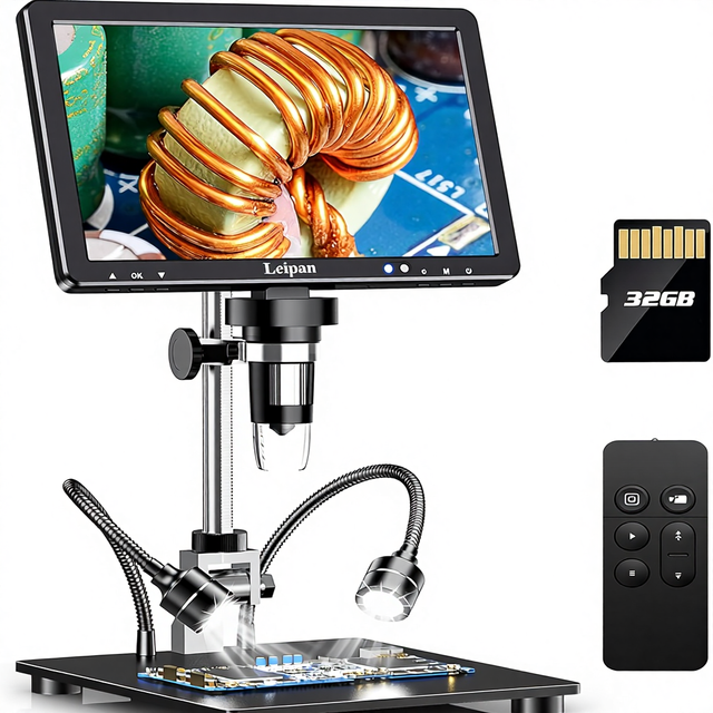DM12 Digital Soldering Microscope 1500X 10.1" LED 32GB TF Card for Connection Lights PC/TV Compatible