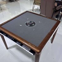 Table de mahjong automatique en bois massif avec un design élégant à grain de bois, compatible avec les modes de jeu américains, taïwanais et chinois