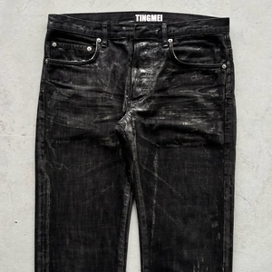 <span class=keywords><strong>Jeans</strong></span> da Uomo in Denim Nero Vintage Y2K a Vita Alta, Vestibilità Dritta, Taglio Bootcut, Effetto Acido, <span class=keywords><strong>Slim</strong></span> Fit, Ecologici, Cerati, a Zampa d'Elefante - Product Image 3