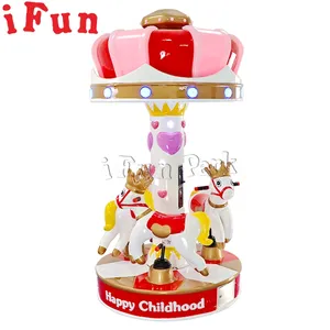 Amusement Game Machine Factory Mechanical Carousel Horse Ride Token Coin Operated Kids 3 players Mini Carousel For Sale