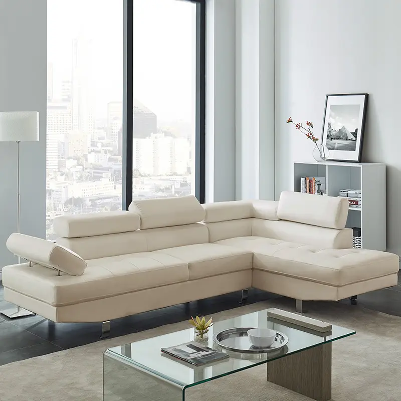 Baisinuo Furniture Leather Sofa Set Apartment L Shape Leather Leisure Sofas For Living Room Small Corner Sofas