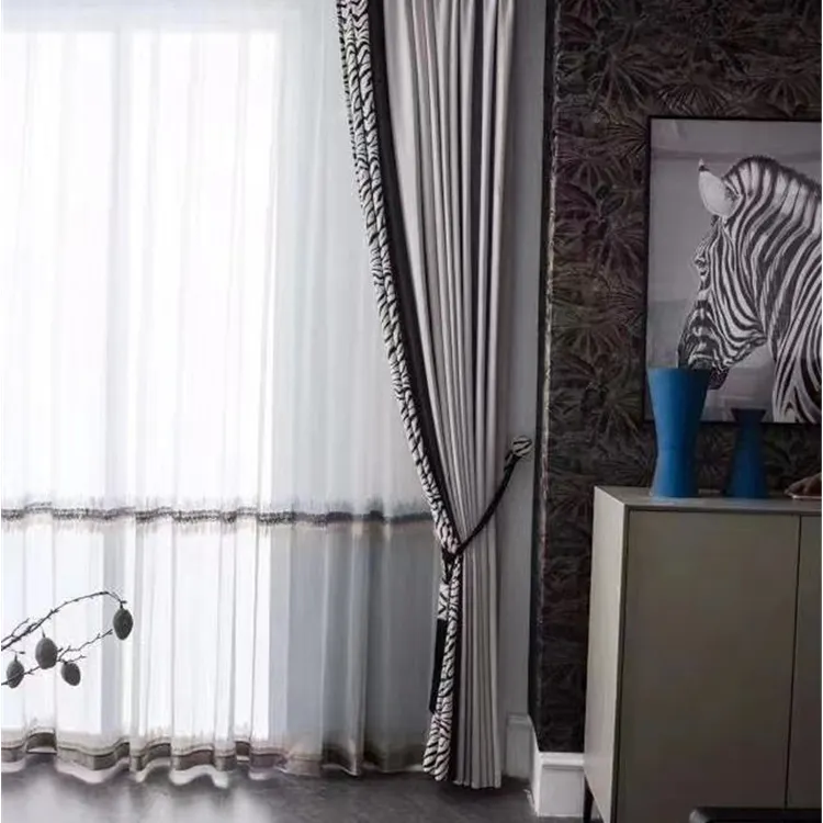 Zebra Pattern Black And White Luxury Bedroom/Living Room Window Blind Curtains