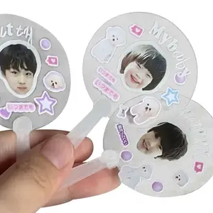 Custom New Design Plastic Transparent Kpop Mini Fan Transparent Hand Fans