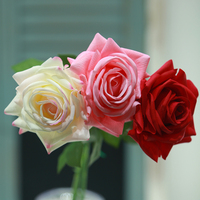 Rose artificielle turque de haute qualité, toucher réel, rose étincelant, décoration intérieure, mariage, Thanksgiving, Noël, 66 cm