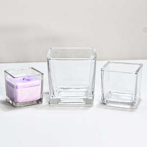 Wholesale 80ml 135ml 300ml 640ml Empty Unique Square Glass Soy Wax Candle Container Candle Jar for Christmas Decoration - Product Image 5