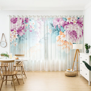 <span class=keywords><strong>Tende</strong></span> in Tulle Jacquard Stile Nordico Americano per Camera da Letto e Soggiorno, Design Geometrico Rosa Pastorale ad Alta Ombreggiatura - Product Image 3