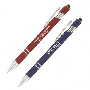 Vente en gros de nouveaux stylets à écran tactile doux au toucher, stylo à bille en métal avec logo personnalisé gravé, multicolores, largeur d'écriture de 1,0 mm, pour cadeau - Product Image 1