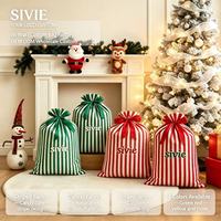 Sac cadeau de Noël en toile rayée, motif brodé personnalisé, sac du Père Noël, décoration de Noël, sac de shopping pour cadeaux, vente en gros