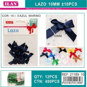ILAN Lazo Ruban à nœud 10 mm bleu marine pour décoration artisanale, lot de 10 pièces - Product Image 1
