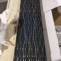 Estampage à chaud noir/blanc argent et lignes ondulées plafond/panneau mural en PVC