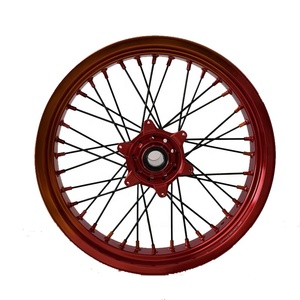 Ensemble de roues <span class=keywords><strong>Supermotard</strong></span> de 17 pouces, roues en alliage d'aluminium rouge et orange, 17x3.5 17x5.0 pour moto, <span class=keywords><strong>dirt</strong></span> bike, remplacement - Product Image 1