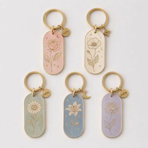 Porte-clés personnalisés en gros avec fleurs de naissance mensuelles : Rose, Coquelicot, Marguerite – Souvenir personnalisé - Product Image 1