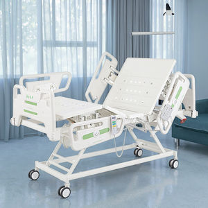 Letto Ospedaliero Manuale ed Elettrico Antiscivolo in Acciaio Inox - Attrezzatura Ospedaliera per Terapia Intensiva a Cinque Funzioni con Sistema di Backup a Batteria - Product Image 1